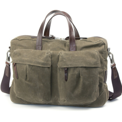 Waterproof Oil Wax Canvas & Leather Briefcase for Men main image 1