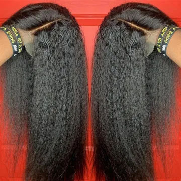 Wholesale 30'' Kinky Straight Wig 150% 13x4 Transparent Lace Frontal Wigs Pre Plucked Brazilian Human Hair Wigs For Black Women