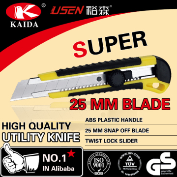 Stationery Cutter 25mm Snap Off Blade Plastic with rubber grip handle Utility Knife Screw lock cutter knife