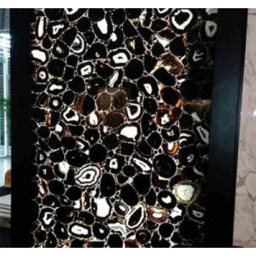 Black agate slab stone