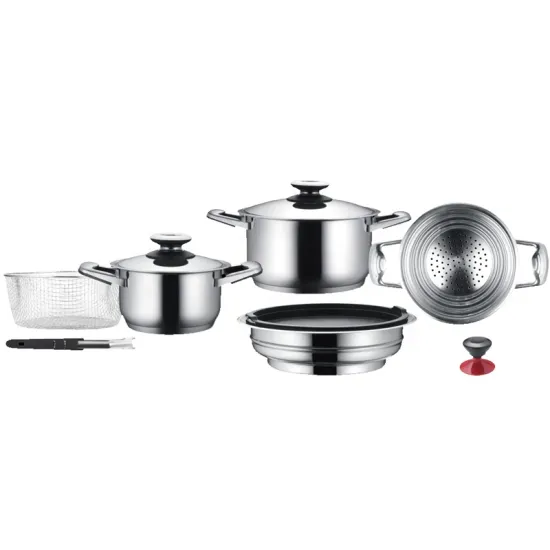 9Pcs Stainless Steel 304 Cookware Set for Induction Cooking