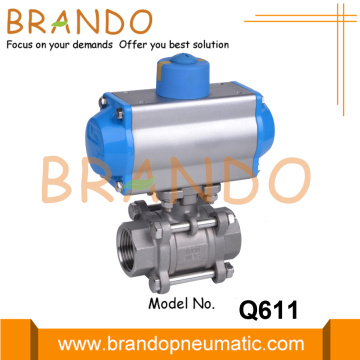 3 Piece Pneumatic Ball Valve Stainless Steel 304