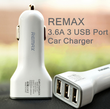 Original Remax Real 3.6A ABS Heat-resistant and Fire Prevention Triple USB Universal Car Charger
