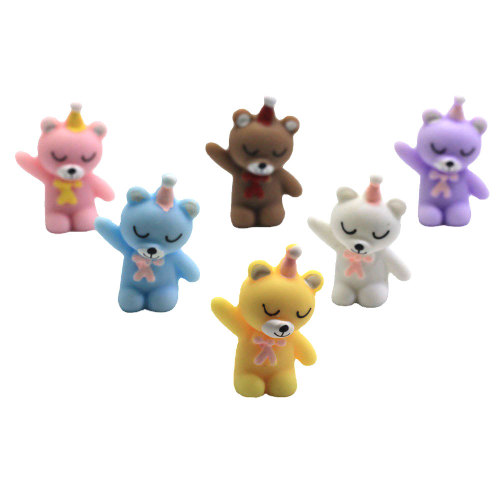 Coloré Ours de Bande Dessinée Figurines Animales 3D Résine Bande Dessinée Ours Charmes Ornements Pour La Fête De Mariage Fée Jardin Décoration