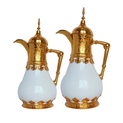 24 Hour Insulated Luxury Arabic Silver & Gold Dallah Coffee Pot Flask