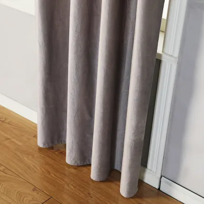 Wholesale Polyester Flat Window Knitted Texture Soundproof Curtains