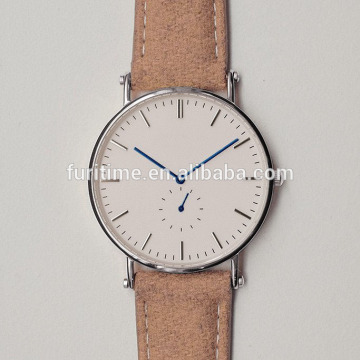 no brand genuine leather watch with Ronda movet slimming watch