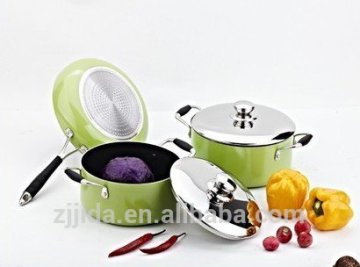 Aluminum ceramic coating cookware set with s/s lid