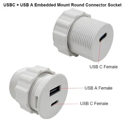 Small Open Hole Round Sol Ring Socket USB Sofa Extension Power Station Furniture Power Socket