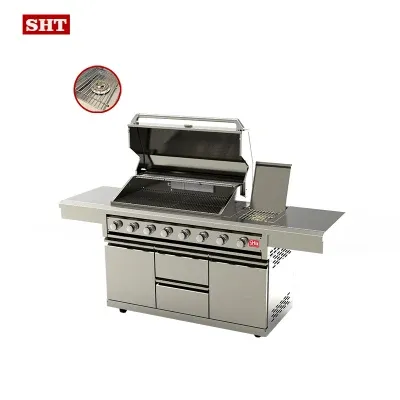 Commerical Use BBQ Gas Grill 7 Burners with Side Burners