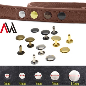 Rivet kepala cendawan dua cap: Rivet logam 10mm dalam nikel/besi untuk aplikasi pakaian
