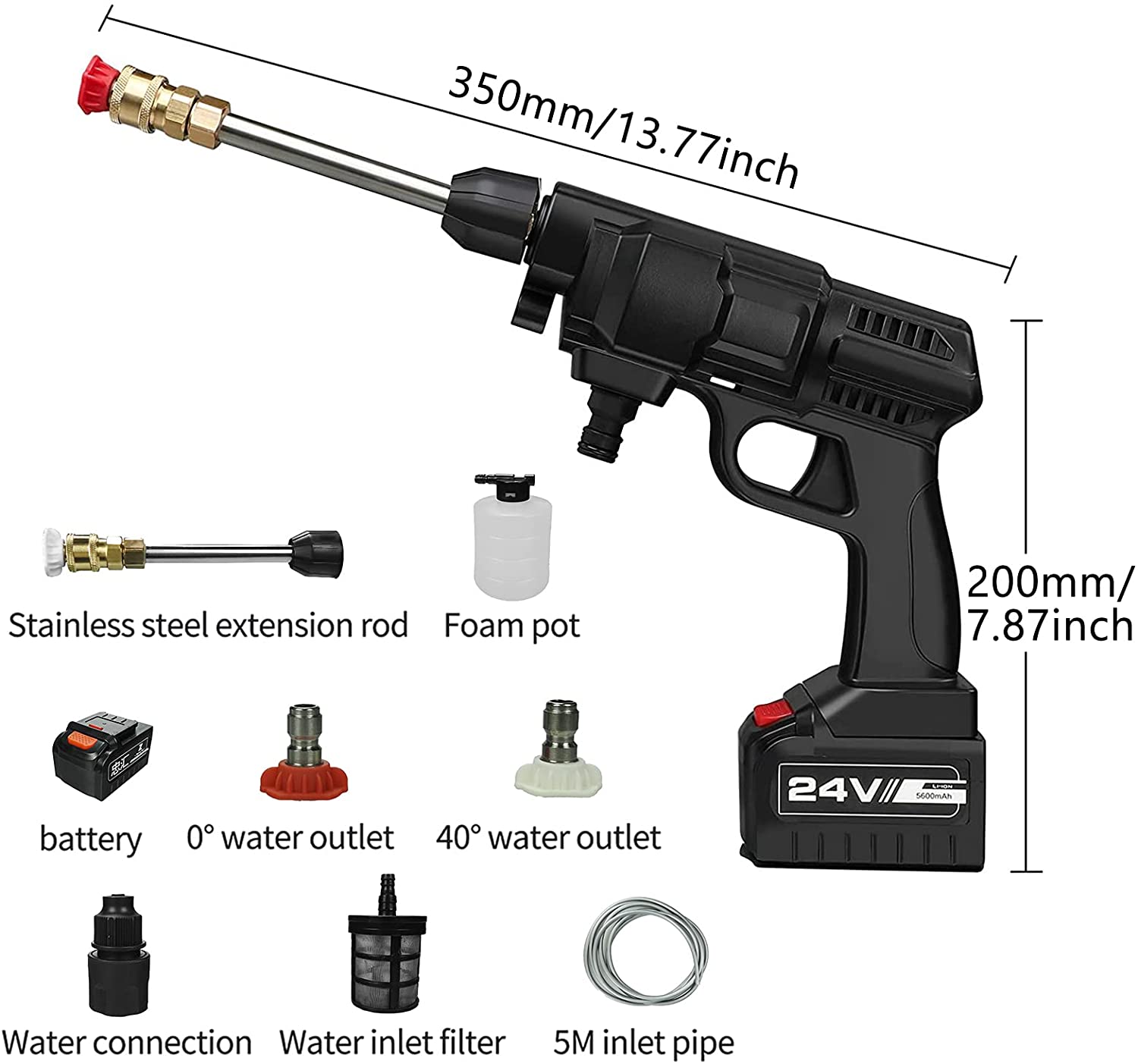 منظف ​​الطاقة العالي اللاسلكي المحمول 24V 450psi مناسب لغسل السيارات ، والأسوار ، ورباط البلياردو ، وأرضيات الفناء