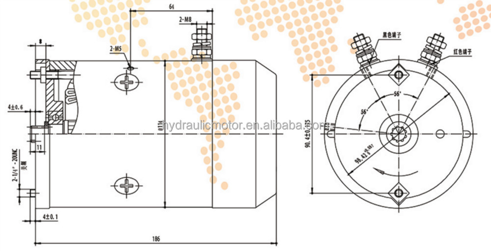 Motor de CC hidráulico 12V para carretillas elevadora eléctrica