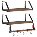 2 Packs Wood-Hanging Floating Storage Shelves with Hooks