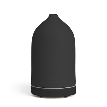 Difuser minyak esensial ultrasonik keramik untuk aromaterapi dengan cahaya hangat - 2020 diffuser batu hitam, kapasitas 90ml