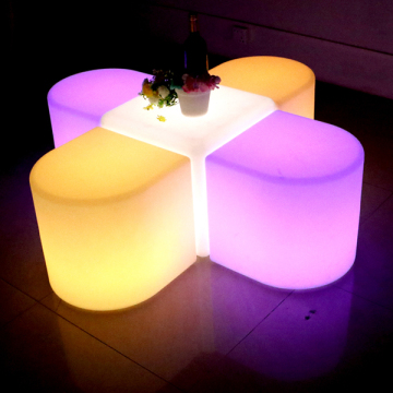 Waterproof Plastic Ottoman Bench with LED Light