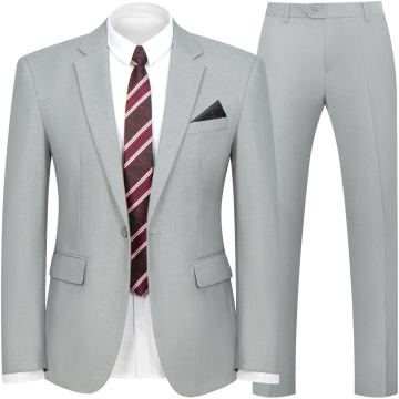 WYWK 2 Piece Men's Suit Wedding Party-Light Gray-XL