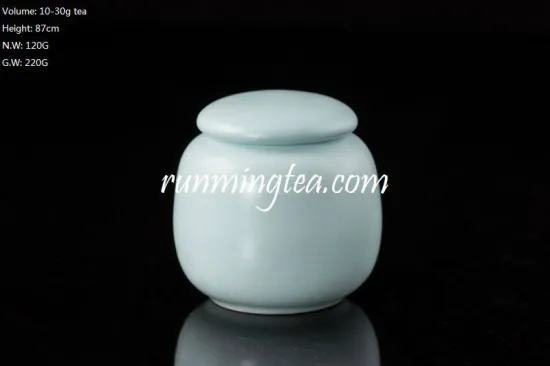 top quality 30g light blue ceramic tea canister, spice container