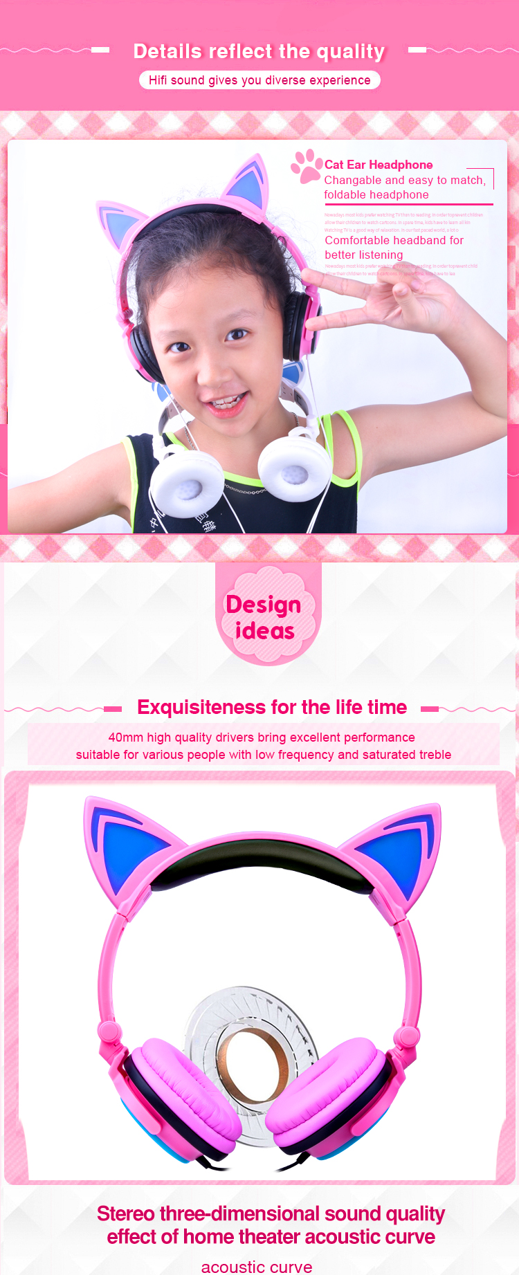 LED cat ear headphones