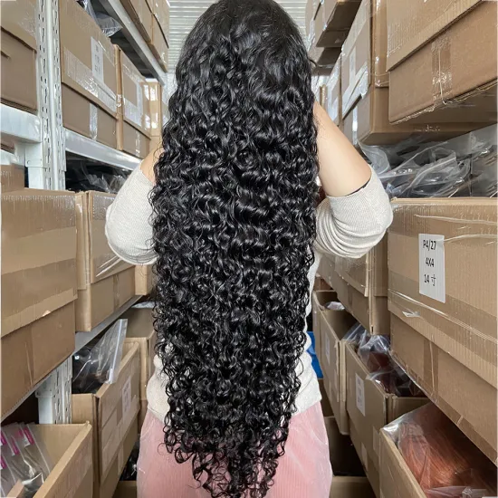 30 Inch 180% 4x4 Lace Closure Water Deep Wave Wig Human Hair Lace Front Wigs Curly Lace Closure Wigs For Black Women