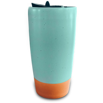 Exclusive Customized Handmade Double Walled Ceramic Travel Mug with Silicone Lid