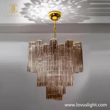 Light luxury copper color glass custom villa chandelier Decorative ceiling custom chandelier