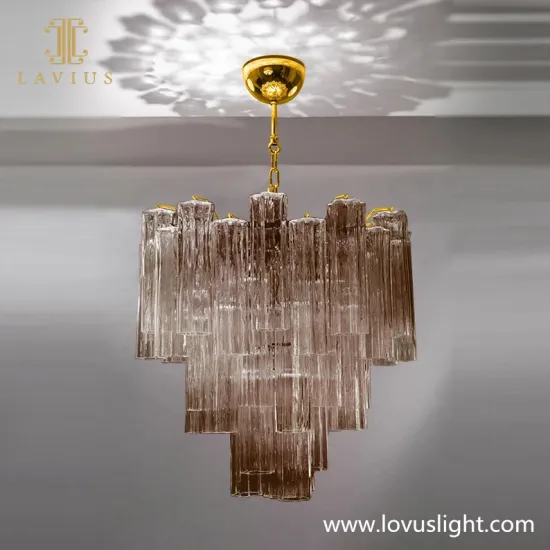 Light luxury copper color glass custom villa chandelier Decorative ceiling custom chandelier