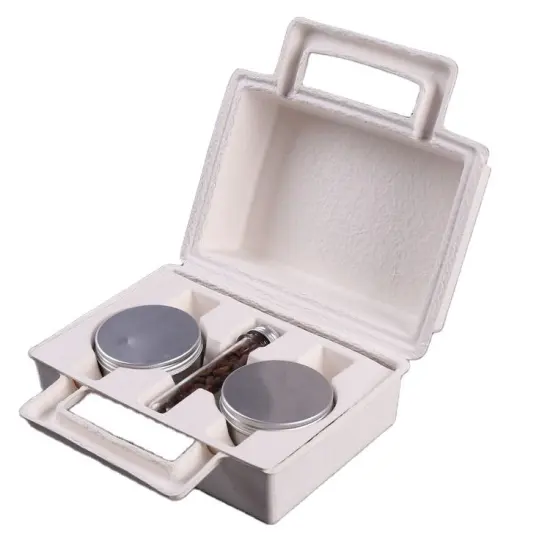 Pulp molded box with inner tray for packaging