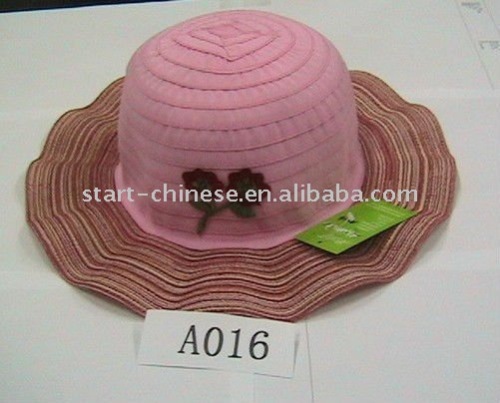 Kids fashion straw hat of ribbon satin