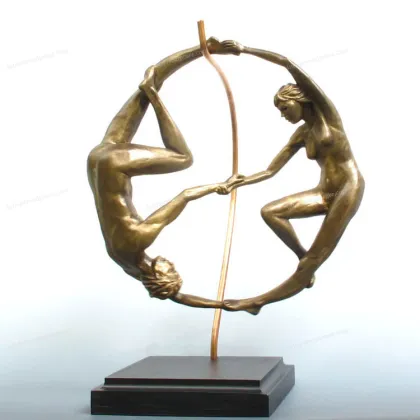 Rank good quality dancing art casting bronze naked women dancing figurines