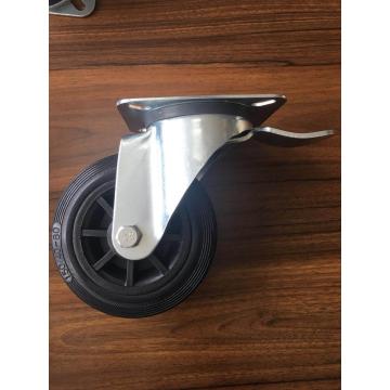 160mm rubber wheel plate casters for garbage bins