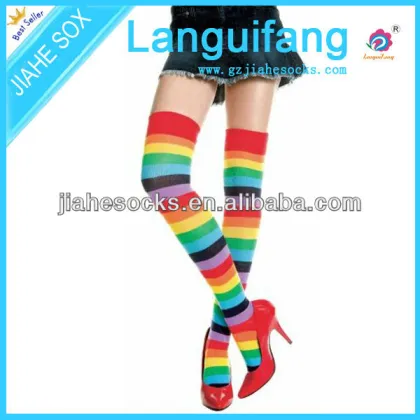 Fashional rainbow color knee high socks girl
