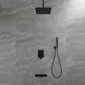 Ceiling Mounted Black Brass Shower Mixer Set