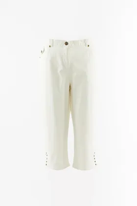 Cotton woven cropped trousers