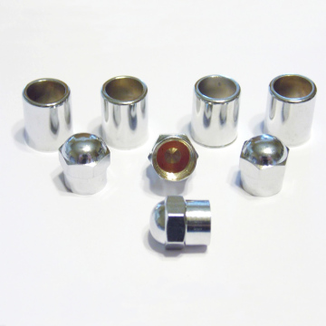 TPMS Silver Tire Valve Stem Cap & Sleeve Cover Chrome Set for American Cars and Trucks