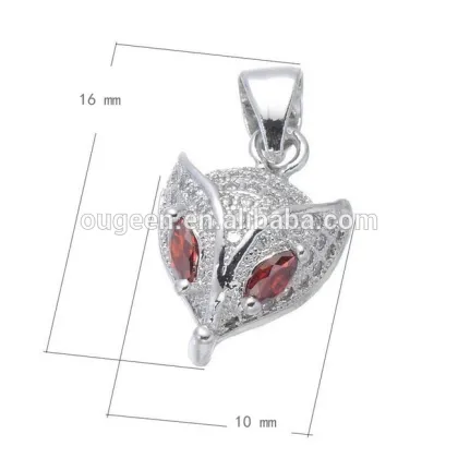 red zircon fox pendant silver chain 2015 necklace