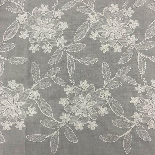 Magnificent Lilied Flower Cotton  Embroidery Fabric
