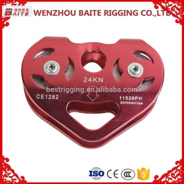 aluminum / steel outdoor climbing parallel biaxial pulley for emerency rescue hardware rigging