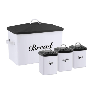4-Piece Coffee Tea Sugar Canister Set with Pastry Storage Box