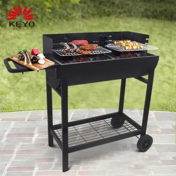 Adjustable Height Trolley Barbecue Outdoor Steel BBQ Barrel Grill Charcoal Barbeque Oil Drum Smoker Grills