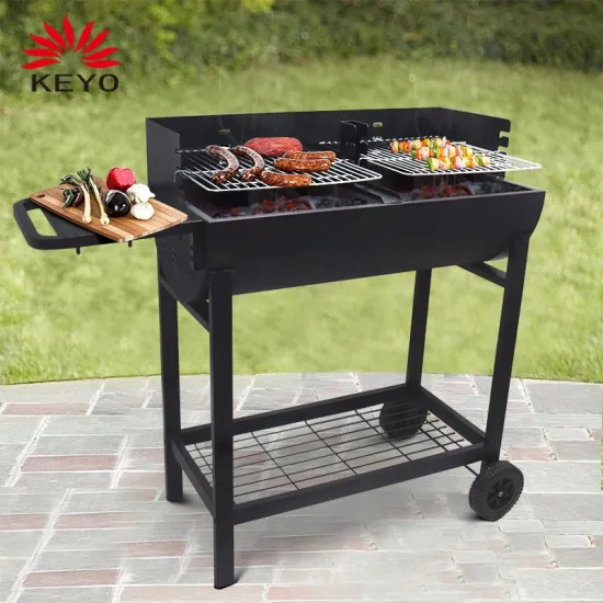 Adjustable Height Trolley Barbecue Outdoor Steel BBQ Barrel Grill Charcoal Barbeque Oil Drum Smoker Grills