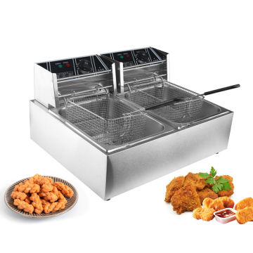 Commercial Electric Deep Fat Fryer - 8+8L Double Tank Stainless Steel Wholesale