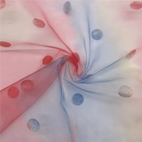 Rainbow Fabric Tulle Mesh with Glitter Polka DOT