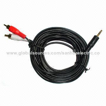 3.5mm Stereo 2RCA kabel, Emas Plating