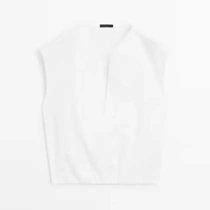 Women's elegant and versatile poplin sleeveless shirt