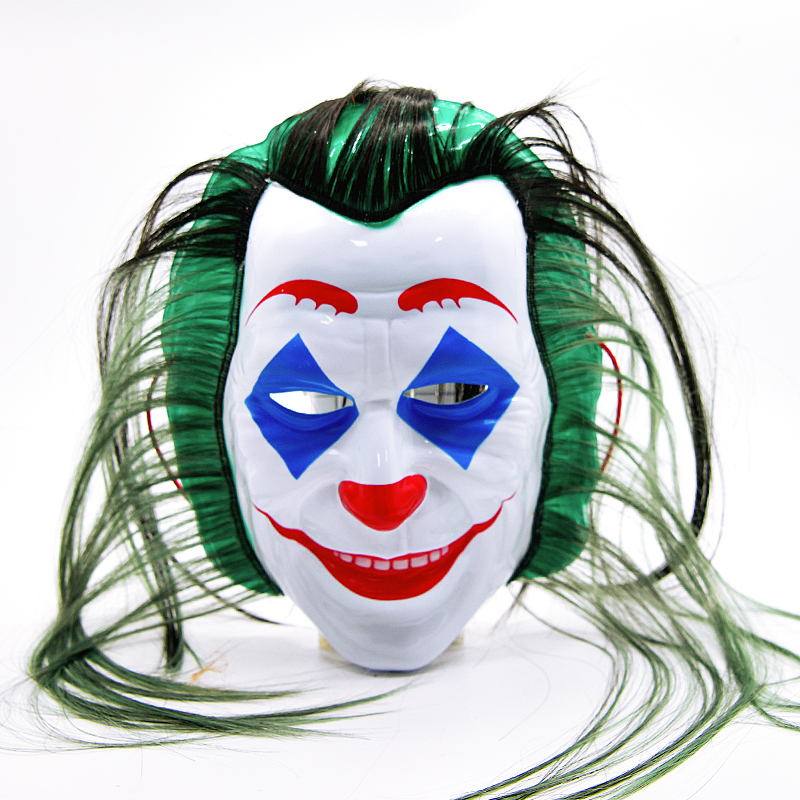 Long Green Hair Joker PVC Cosplay Mask
