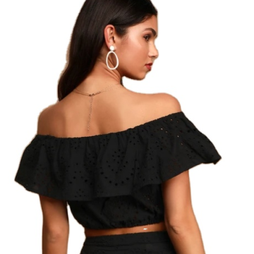 2020 Off Shoulder Chiffon Crop Top Women