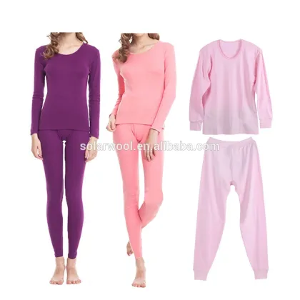 Heated Thermal Underwear Ladies Sexy Merino Wool Fabric Thermal Underwear