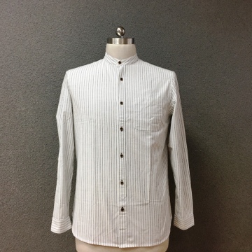 Men's cotton white yarn dyed long sleeves shirt