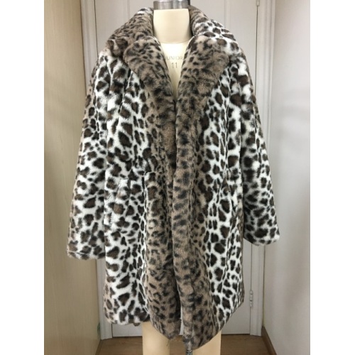 Women'S Long Sleeve Jacket Leopard Print Faux Fur Coat Factory